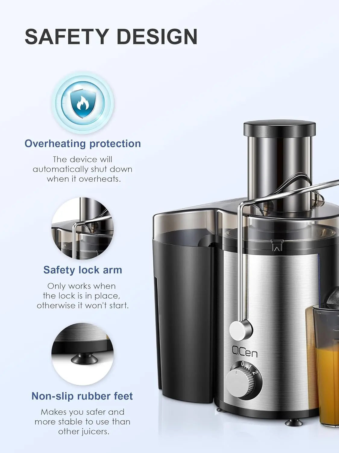 JuiceEase Steel 800W Centrifugal Juicer