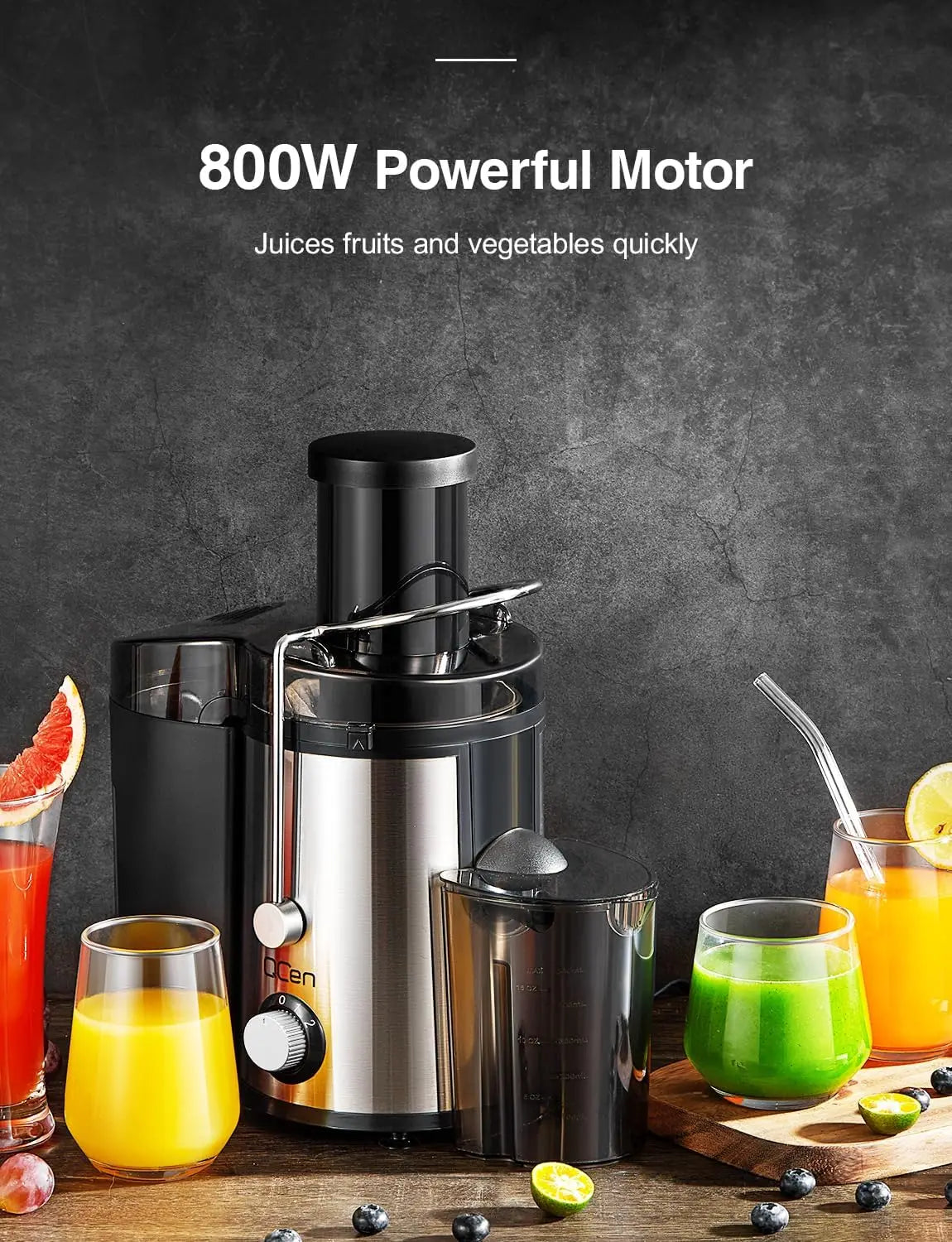 JuiceEase Steel 800W Centrifugal Juicer